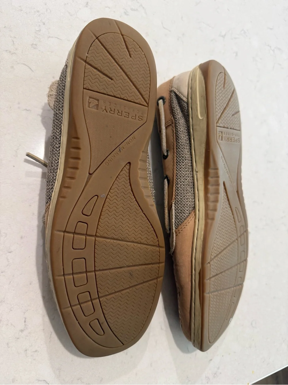 Sperry Two-Tone Tan & Beige Leather Boat Shoes